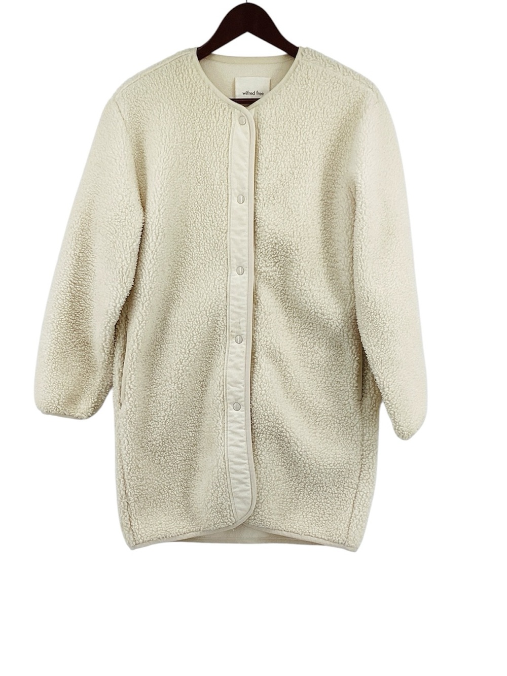 🐵 Wilfred Cream Sherpa Snap-Front Teddy Coat, Size XXS